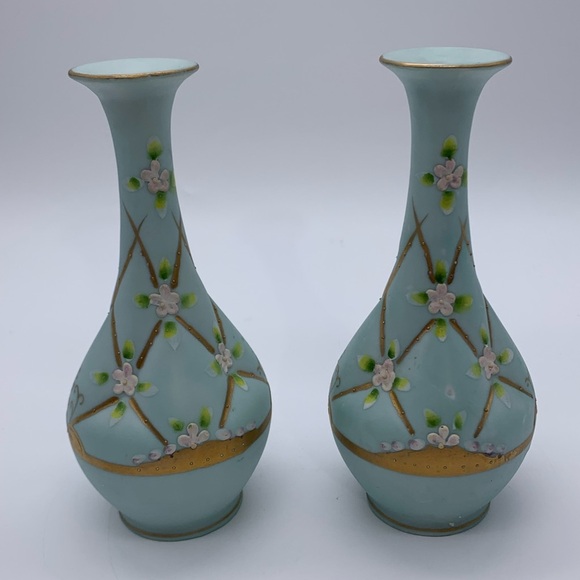 Pair Of MCM Victorian Style Hand Painted LENWILE CHINA Vases ARDALT JAPAN #6847A - Picture 3 of 12